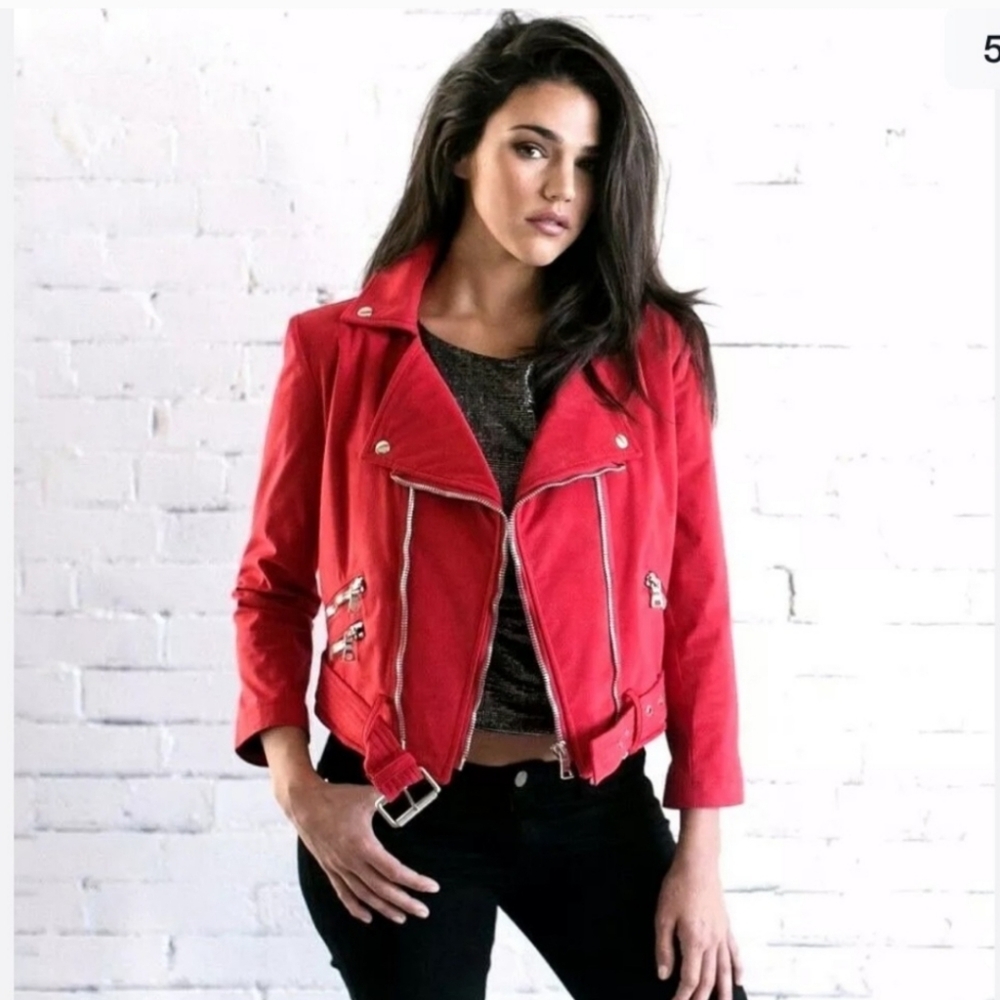 Fauxgerty Vegan Suede Cropped Moto Jacket
